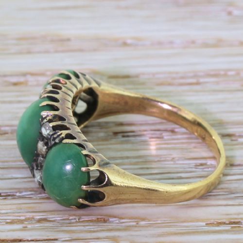 fig 2. Victorian Green Turquoise & Rose Cut Diamond Trilogy Ring, circa 1880

