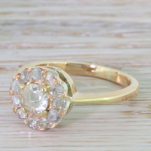 Victorian 1.06 Carat Rose Cut Diamond Cluster Ring, Circa 1900
