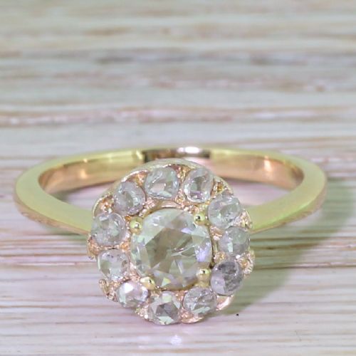 fig 1. Victorian 1.06 Carat Rose Cut Diamond Cluster Ring, circa 1900
