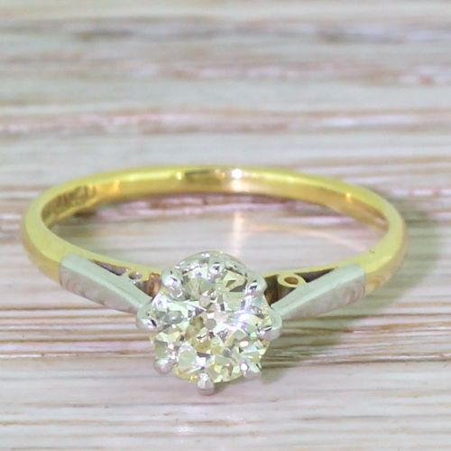fig 1. Art Deco 0.60 Carat Fancy Light Yellow Old Cut Diamond Engagement Ring, circa 1920
