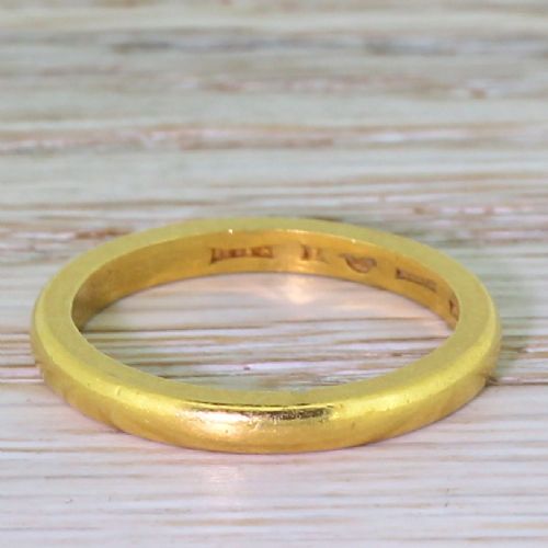 Art Deco 22k Yellow Gold Wedding Band, Dated 1938
