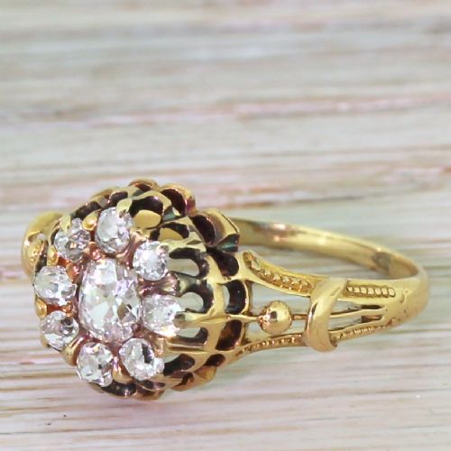 Victorian 0.80 Carat Old Cut Diamond Cluster Ring, Circa 1900
