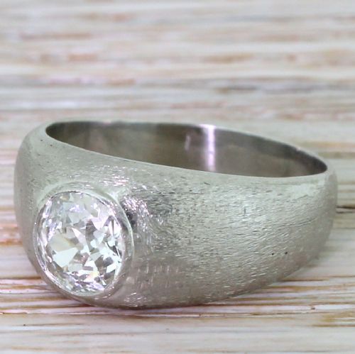 Art Deco 1.20 Carat Old Cut Diamond Platinum Solitaire Ring, Circa 1935
