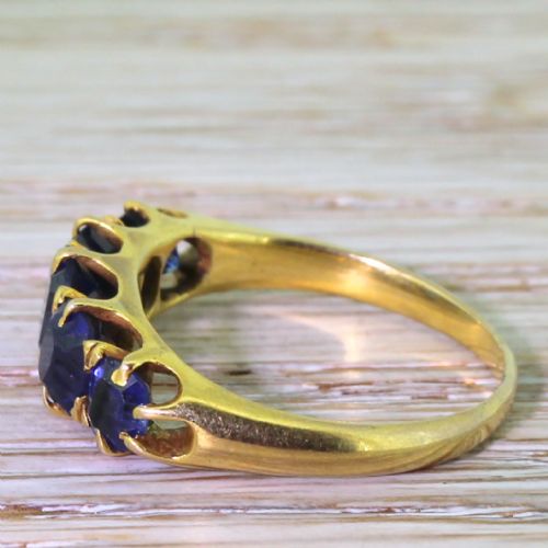 fig 2. Victorian 2.50 Carat Natural Sapphire Five Stone Ring, circa 1870
