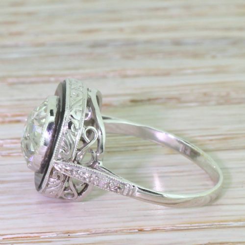 fig 2. Art Deco 3.02 Carat Old Cut Diamond & Onyx Engagement Ring, French, circa 1930
