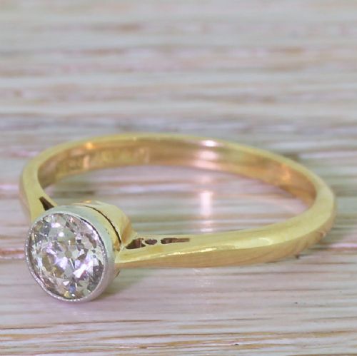 Art Deco 0.65 Carat Old European Cut Diamond Engagement Ring, Circa 1920
