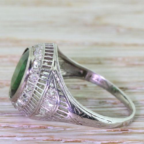 fig 2. Art Deco 3.25 Carat Tsavorite & Old Cut Diamond Ring, circa 1925
