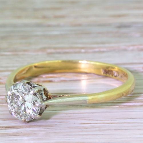 Art Deco 0.85 Carat Old European Cut Diamond Engagement Ring, Circa 1925
