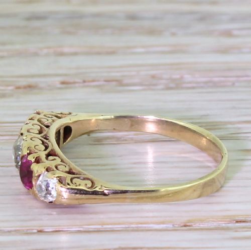 fig 2. Victorian Old Cut Diamond & Ruby Five Stone Ring, circa 1900