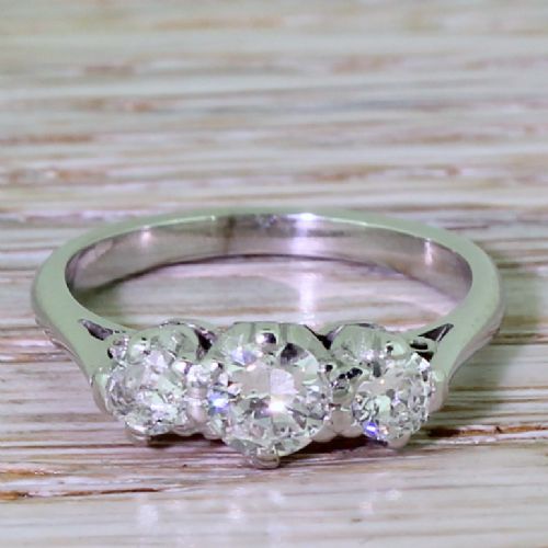 fig 1. Art Deco 0.80 Carat Old European Cut Diamond Trilogy Ring, circa 1935
