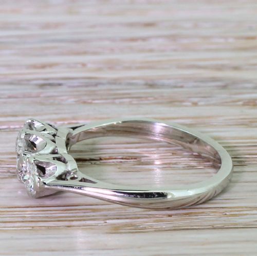 fig 2. Art Deco 0.80 Carat Old European Cut Diamond Trilogy Ring, circa 1935
