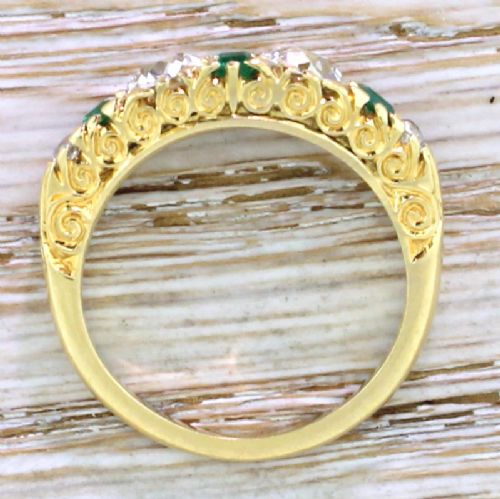 fig 3. Edwardian 1.85 Carat Old Cut Diamond & Emerald Half Hoop Ring, circa 1905
