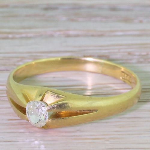 Victorian 0.40 Carat Old Oval Cut Diamond Solitaire Ring, Circa 1890
