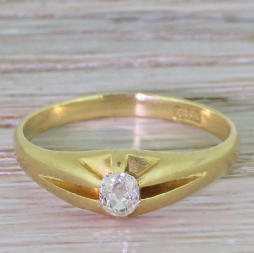 fig 1. Victorian 0.40 Carat Old Oval Cut Diamond Solitaire Ring, circa 1890
