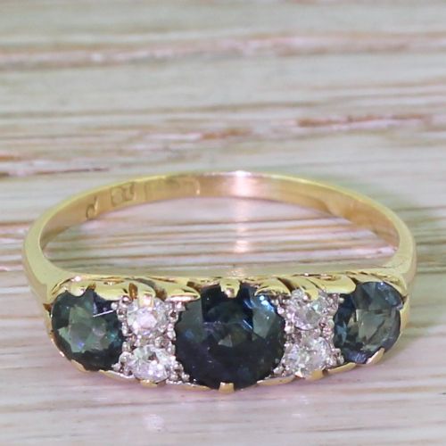 fig 1. Edwardian 1.00 Carat Sapphire & Diamond Trilogy Ring, circa 1910
