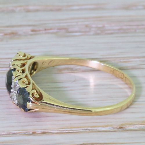 fig 2. Edwardian 1.00 Carat Sapphire & Diamond Trilogy Ring, circa 1910
