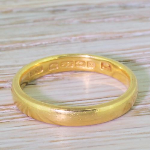 Art Deco 22k Yellow Gold Wedding Band, Dated 1922
