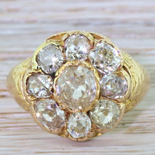 fig 1. Victorian 3.50 Carat Old Cut Diamond Cluster Ring, circa 1880