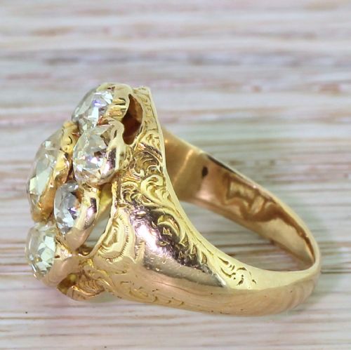 fig 2. Victorian 3.50 Carat Old Cut Diamond Cluster Ring, circa 1880