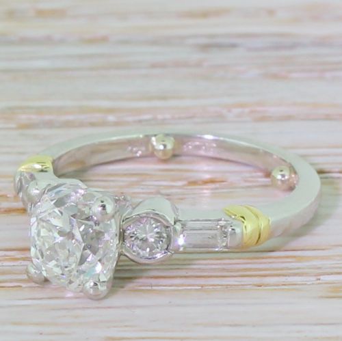 Art Deco 1.55 Carat Old Cut Diamond Engagement Ring, Circa 1940
