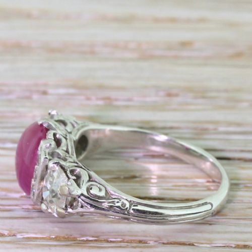 fig 2. Art Deco 1.53 Carat Ruby & Old Cut Diamond Trilogy Ring, French, circa 1930
