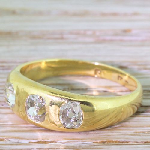 Early 20th Century 0.80 Carat Old Cut Diamond Gypsy Ring, Dated 1933
