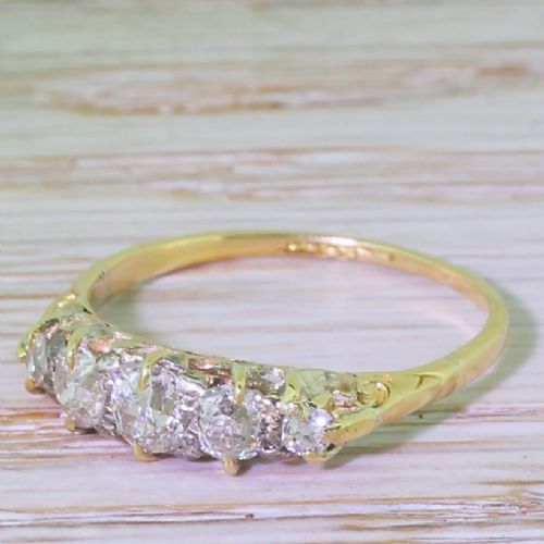 Victorian 0.90 Carat Old Cut Diamond Five Stone Ring, Circa 1900
