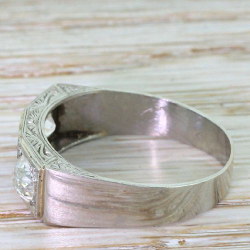 fig 2. Retro Sapphire & Old Cut Diamond Trilogy Ring, circa 1945