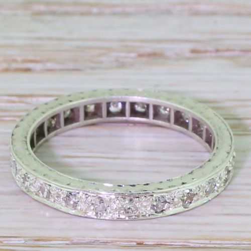 Art Deco 0.48 Carat Eight-cut Diamond Full Eternity Ring, White Gold, Circa 1940
