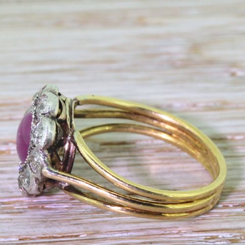 fig 2. Victorian Pink Star Sapphire & Old Cut Diamond Cluster Ring, circa 1870
