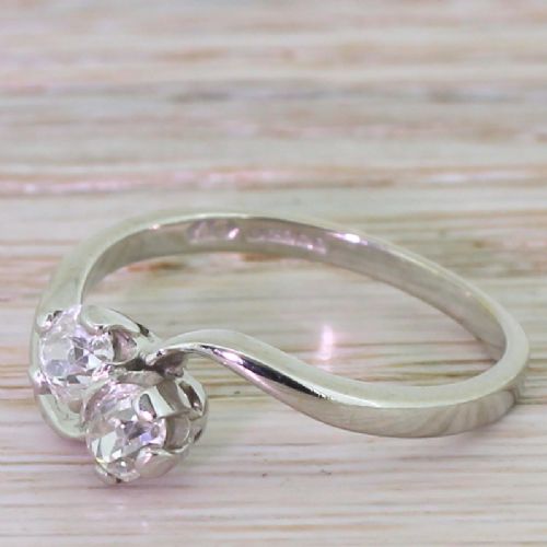 Art Deco 0.60 Carat Old Cut Diamond Crossover Ring, Circa 1930
