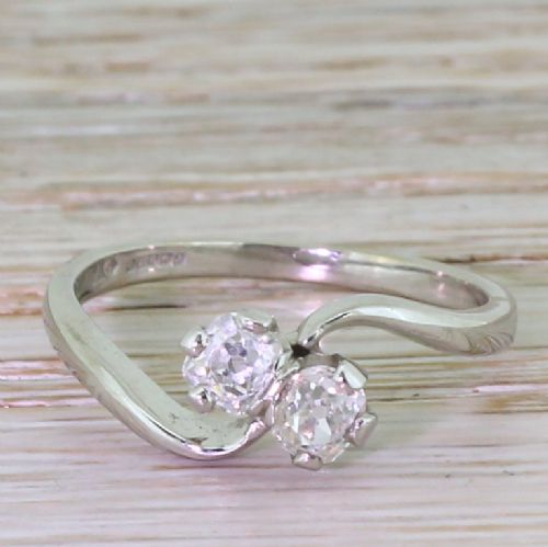 fig 1. Art Deco 0.60 Carat Old Cut Diamond Crossover Ring, circa 1930
