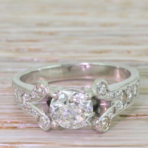 fig 1. Mid Century 1.04 Carat Old Cut Diamond Engagement Ring, circa 1950
