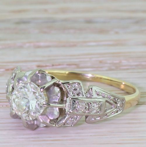 Art Deco 0.76 Carat Old Cut Diamond Engagement Ring, Circa 1925
