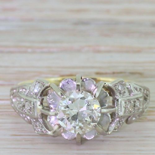 fig 1. Art Deco 0.76 Carat Old Cut Diamond Engagement Ring, circa 1925
