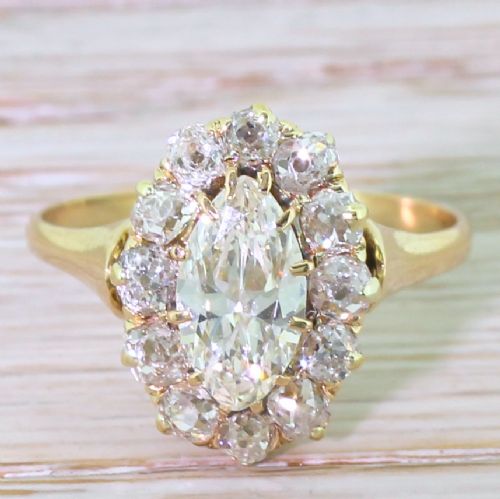 fig 1. Art Deco 2.20 Carat Marquise Diamond Cluster Ring, circa 1920
