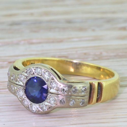 Art Deco 0.45 Carat Sapphire Solitaire Ring, Circa 1930

