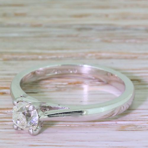 0.57 Carat Old Cut Diamond Engagement Ring, Platinum
