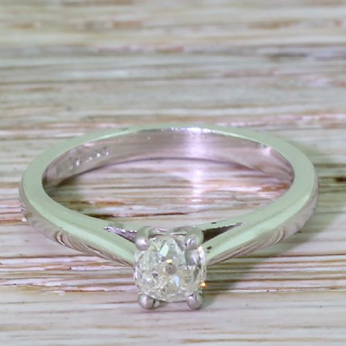 fig 1. 0.57 Carat Old Cut Diamond Engagement Ring, Platinum
