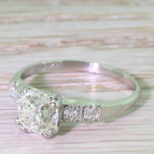 Art Deco 1.50 Carat Old Cut Diamond Engagement Ring, Circa 1920
