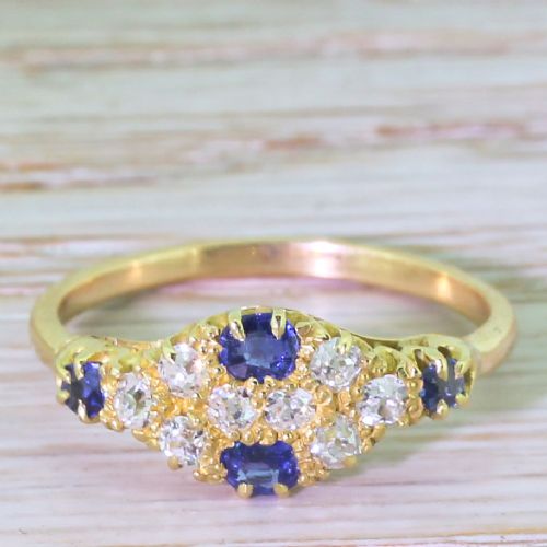 fig 1. Edwardian Old Cut Diamond & Sapphire Cluster Ring, circa 1905
