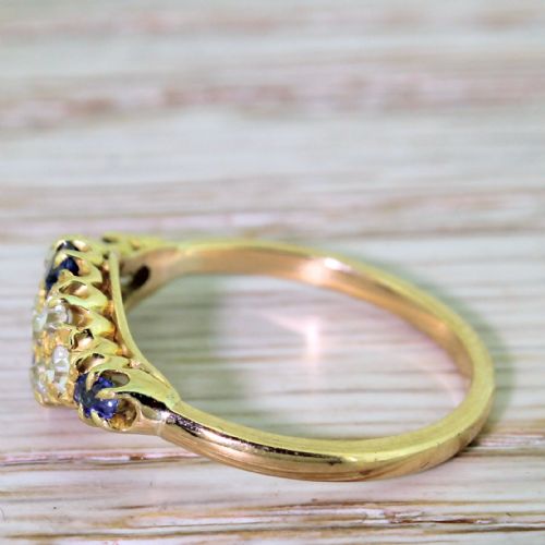 fig 2. Edwardian Old Cut Diamond & Sapphire Cluster Ring, circa 1905
