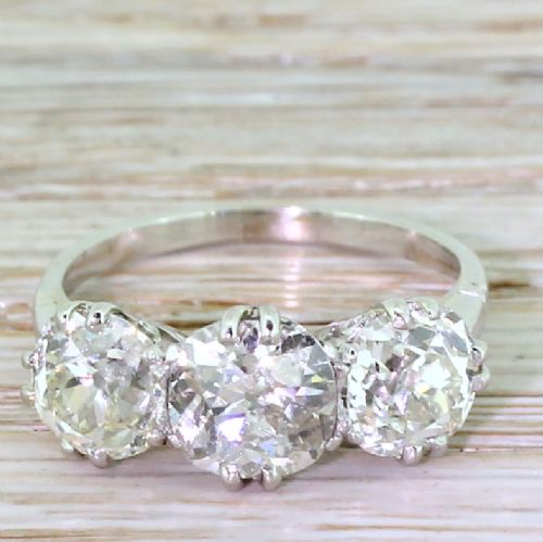 fig 1. Art Deco 3.69 Carat Old Cut Diamond Trilogy Ring, circa 1920
