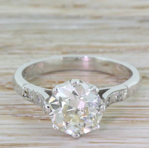 fig 1. Art Deco 1.87 Carat Old European Cut Diamond Engagement Ring, Dutch, circa 1930