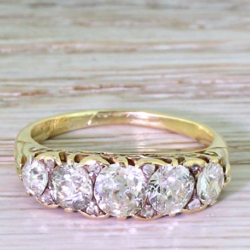 fig 1. Victorian 2.00 Carat Old Cut Diamond Five Stone Ring, circa 1900
