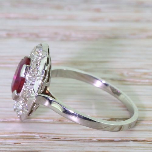 fig 2. Art Deco 1.00 Carat Natural Ruby & Old Cut Diamond Cluster Ring, French, circa 1930

