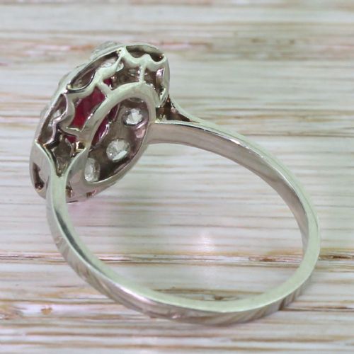 fig 3. Art Deco 1.00 Carat Natural Ruby & Old Cut Diamond Cluster Ring, French, circa 1930

