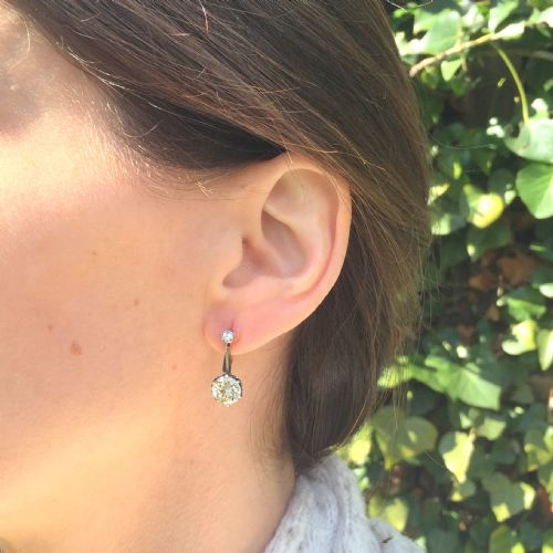 fig 1. Edwardian 3.21 Carat Old European Cut Diamond Earrings, circa 1905
