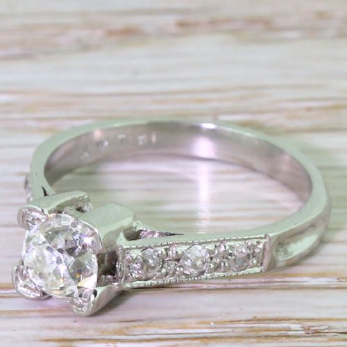 Art Deco 0.93 Carat Old Cut Diamond Engagement Ring, Circa 1920
