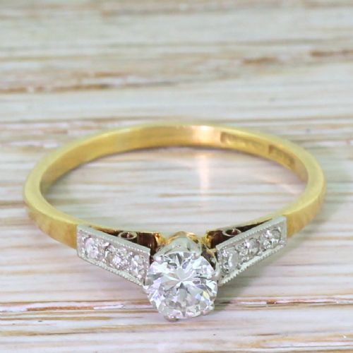 fig 1. Art Deco 0.40 Carat Transitional Cut Diamond Engagement Ring, circa 1940
